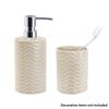 Ceramic Bath Accessory Set Soap Pump Toothbrush Holder Tumbler Bathroom Organizer Embossed Design Unisex Hand Wash Ready