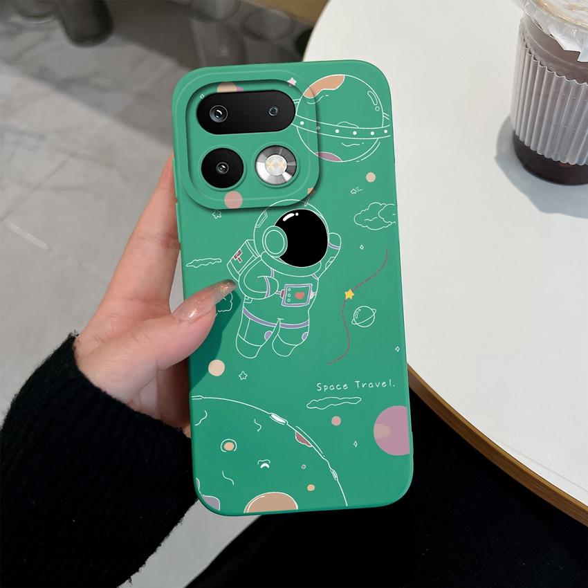 Для Oppo Realme 16 15 14 Pro Plus OPPO Reno 15 Pro A6X A83 A79 A78 A96 A95 A94 A93 A92 A91 Чехол для телефона Милый Астронавт Мягкий Жидкий Силикон Задняя Крышка