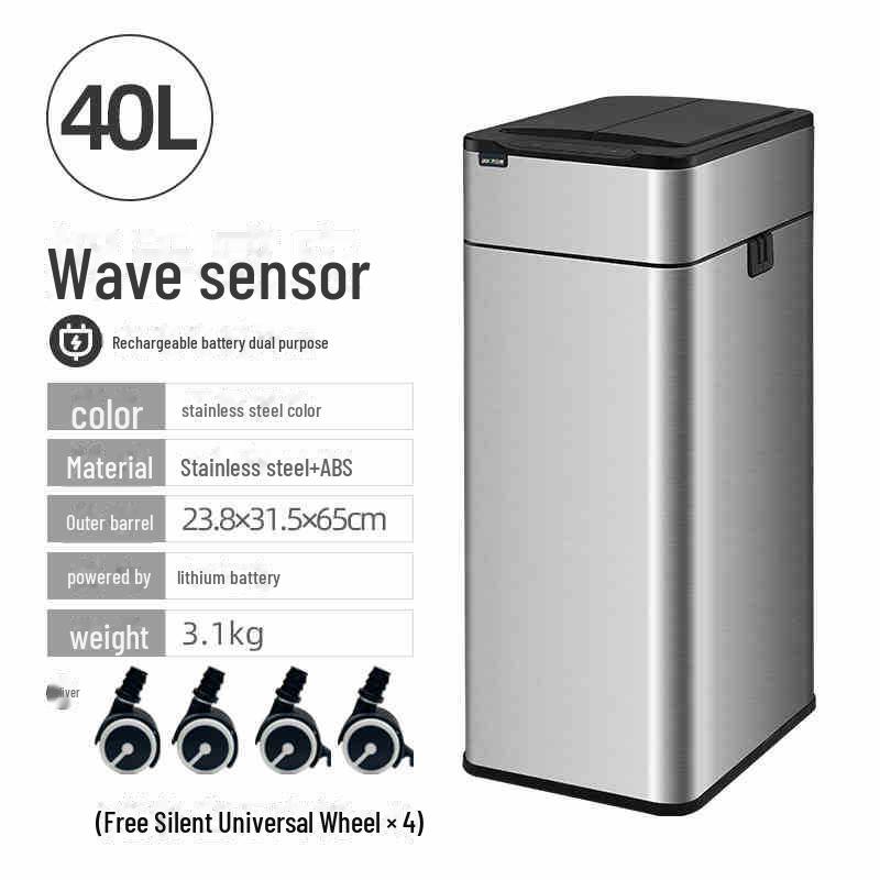 Jieanhui Smart Induction Trash Box с крышкой для ванной комнаты, кухни и гостиной - Автоматическая упаковка