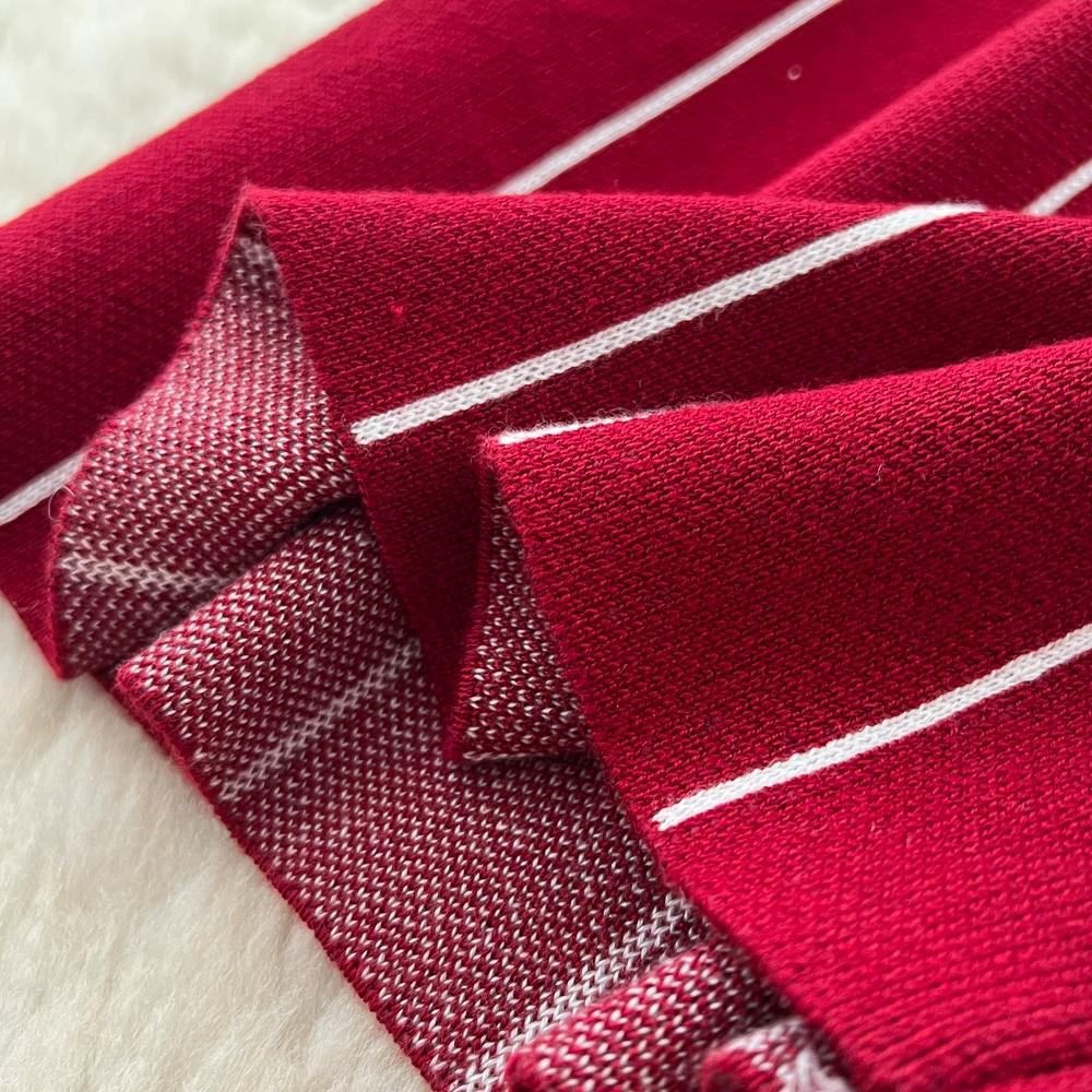 Осень Зима Женский Повседневный Вязаный Свитер с V-образным вырезом и длинным рукавом в полоску, Облегающее Платье-футляр