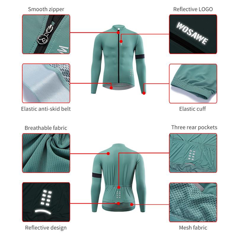 Wosawe Мужская одежда для езды на велосипеде с градиентным принтом и длинными рукавами, одежда для езды на горном велосипеде, спорт на открытом воздухе, быстросохнущая дышащая одежда для езды на велосипеде