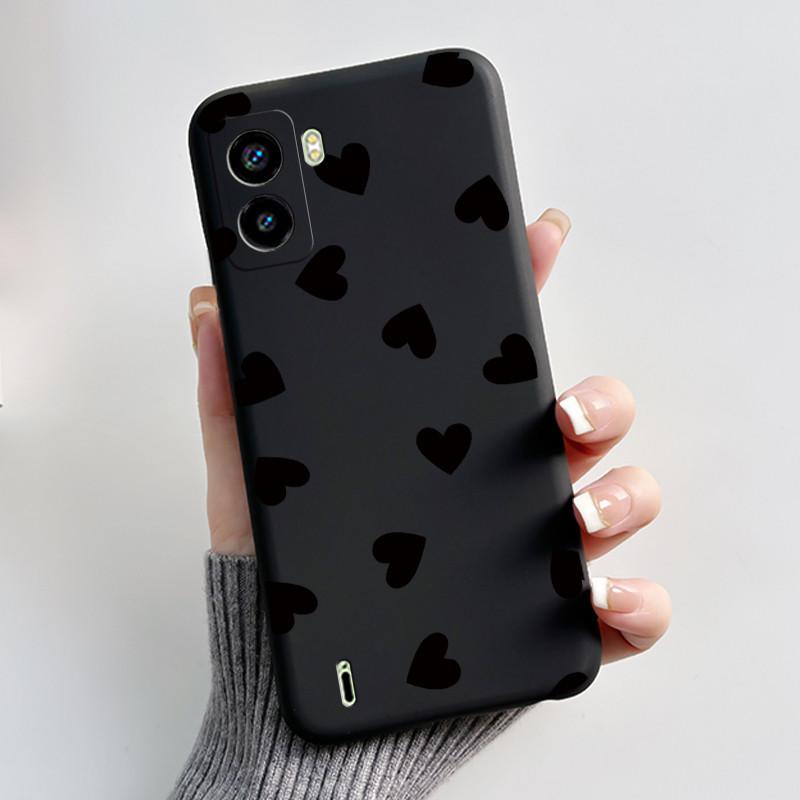 Jelly Black Phone Case For Tecno Pop 6 BE7 Bumper Soft Silicone Case Ins Style Dreamy Flower Floral Pattern Shockproof Cover