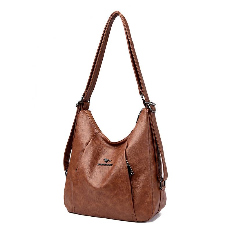 Ретро мессенджер большой вместимости, модная универсальная сумка через плечо из мягкой искусственной кожи, многофункциональный рюкзак, женская повседневная сумка на плечо