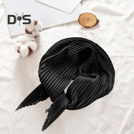 Women Pleated Scarf Solid Color Lightweight Breathable Scarf Soft Comfortable All-Season Shawl Scarf Everyday Wear