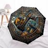 Industrial Warehouse Scene pattern umbrella, portable and foldable design, 8 ribs, a casual accessory for Halloween, Christmas, and birthday gifts.