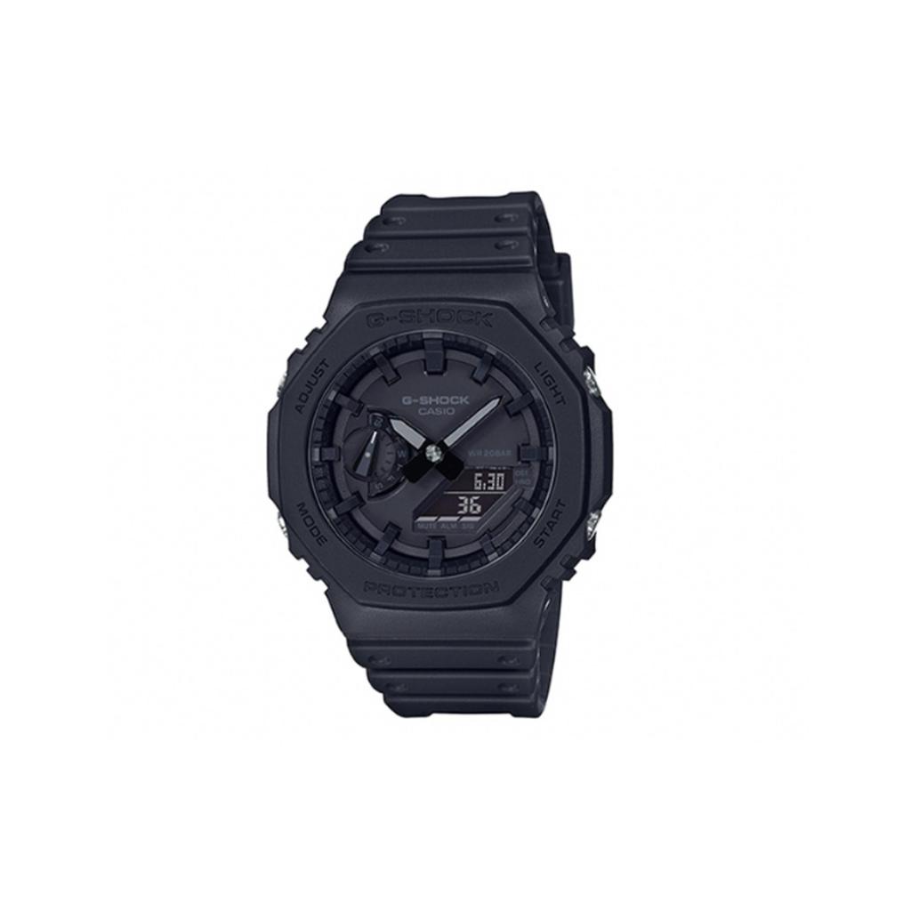 Casio Часы с кварцевым механизмом из коллекции Custom, ремешок из фторэластомера, мужские часы, черный циферблат GA-2100-1A1(Watch3--LV)