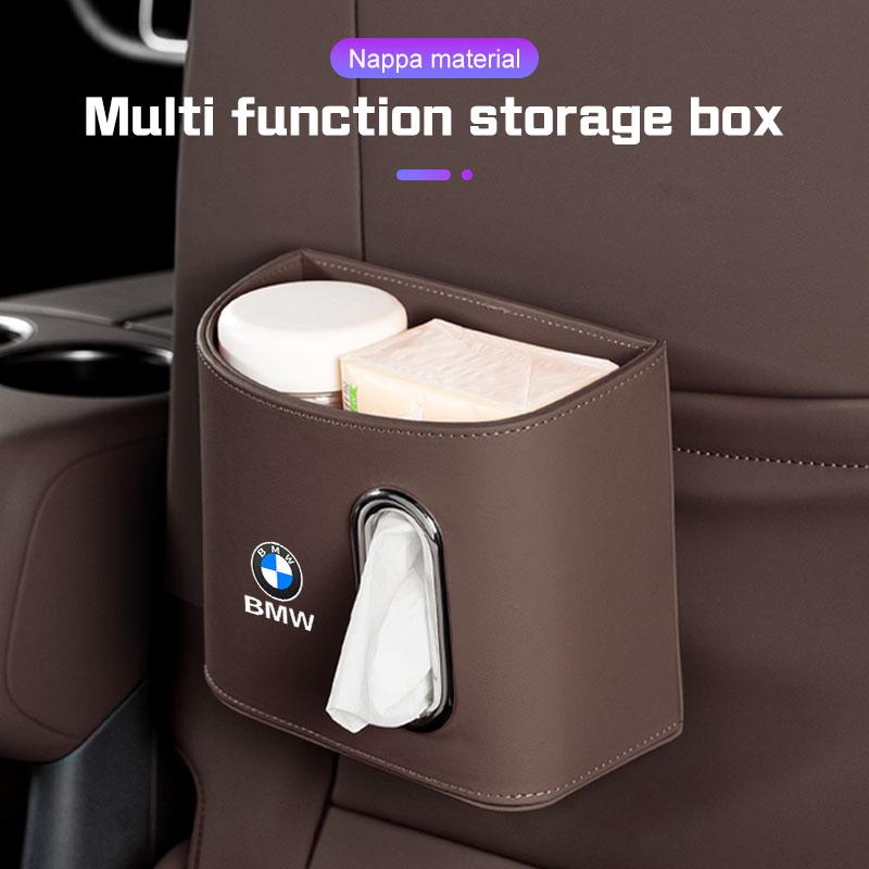 AAAOS1 Leather Car Door Storage Box For BMW X1X3X4 X5 X6 X7 1 3 5 7 Series E70 E87 F40 F48 G20 G30 Tissue Holder Backrest Organizer Bag