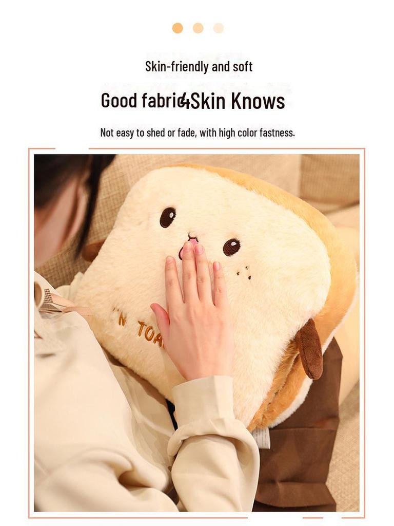 Creative Toast Hand Warmer Cushion – Cute, Skin-Friendly, Soft, and Cozy Pillow with Hand Inserts