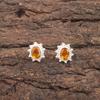 Citrine Gemstone 925 Solid Silver Jewelry Handmade Stud Earrings 0.54" For Gift EE-151-8