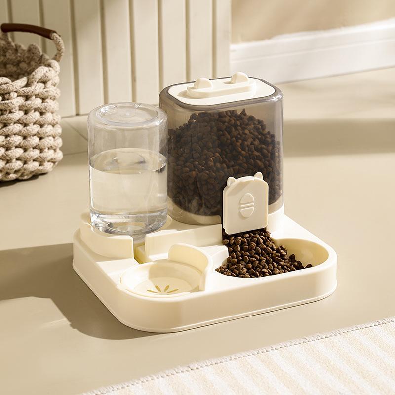 2 In 1 Automatic Pet Feeder Waterer Combo Large Capacity Auto Refill Food Water Dispenser Anti Spill Detachable Bowl for Pets
