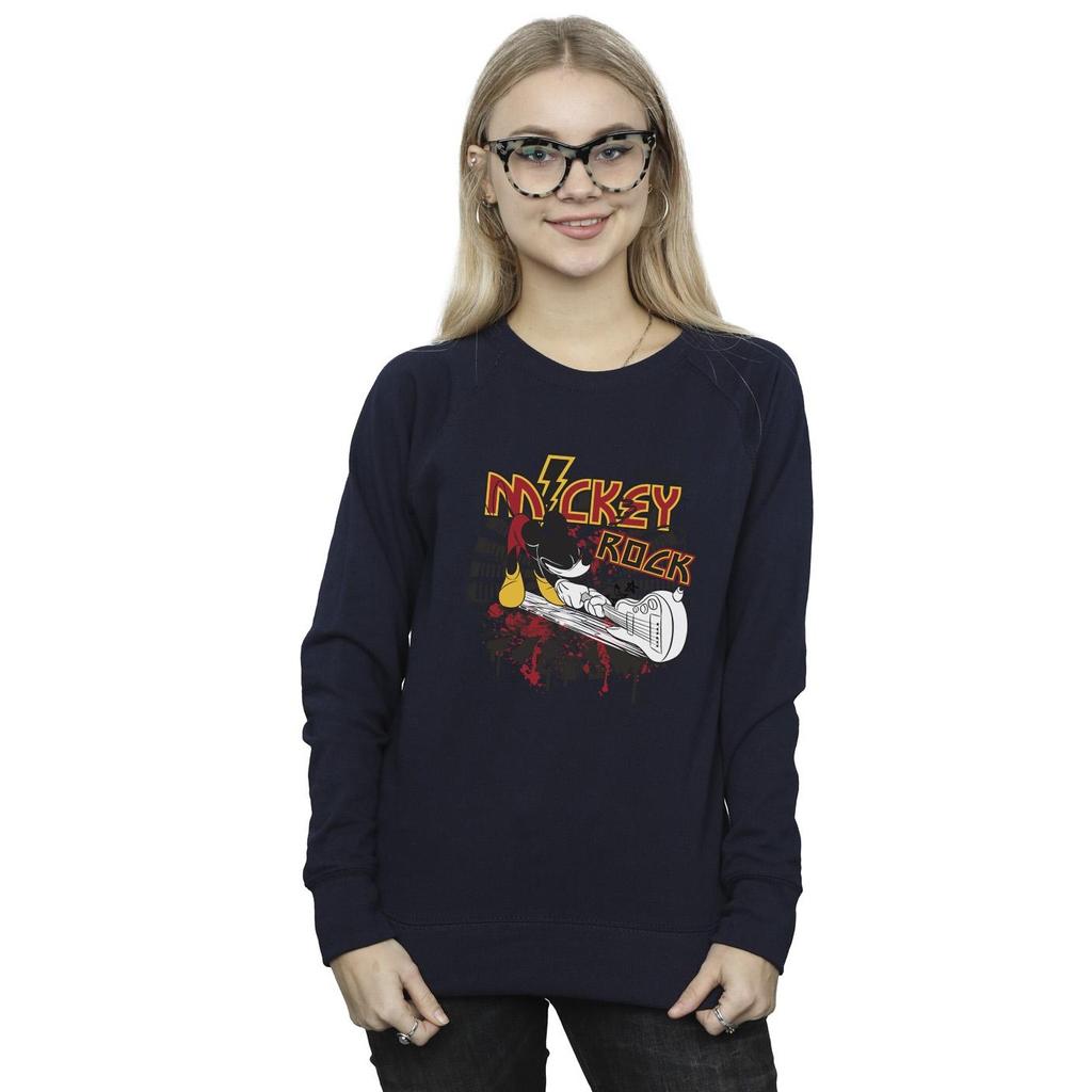 Disney Womens/Ladies Mickey Mouse Smash Guitar Rock Sweatshirt