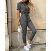 Women's Casual Solid Color Bodycon Jumpsuits Rompers Adjustable Shoulder Straps Bodysuits High Waistband Slim Fit Cargo Pants One-Piece Suits Overalls