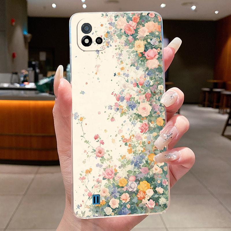 For Realme C11 (2021) RMX3231 / Realme C11 2020 RMX2185 Casing Clear Luxury Fashion Butterfly Flowers Soft Silicone Phone Case