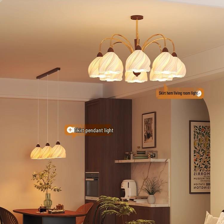 Cream Log-Style Chandelier: Eye-Caring, Super Bright Art Piece for Living Rooms, Bedrooms, and Halls.