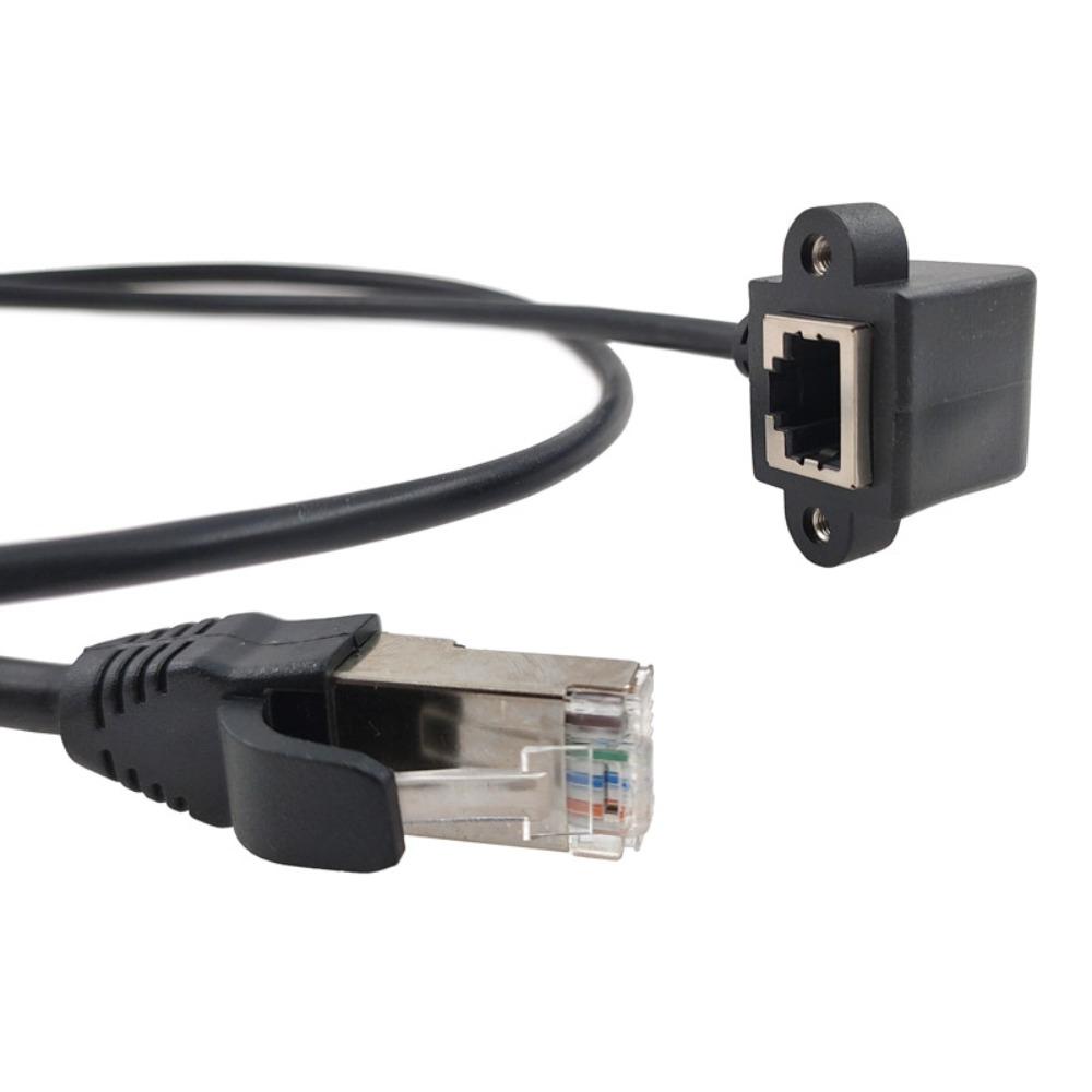 Right Angle Screw Panel Ethernet LAN Cord Network Wire RJ45 Cable Panel Mount Extension Cable