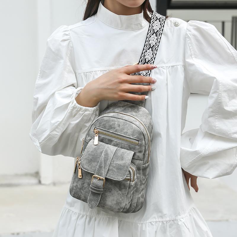 Нагрудная сумка Женская мягкая кожаная сумка через плечо Сумка на плечо