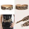 Fashion Print Leopard Pattern Rivet Metal Buckle Decoration Women Waistband Wide