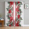 Christmas Poinsettia Pine Needles Pine Cones Sheer Curtains Living Room Decoration Window Curtains Kitchen Tulle Voile Curtains