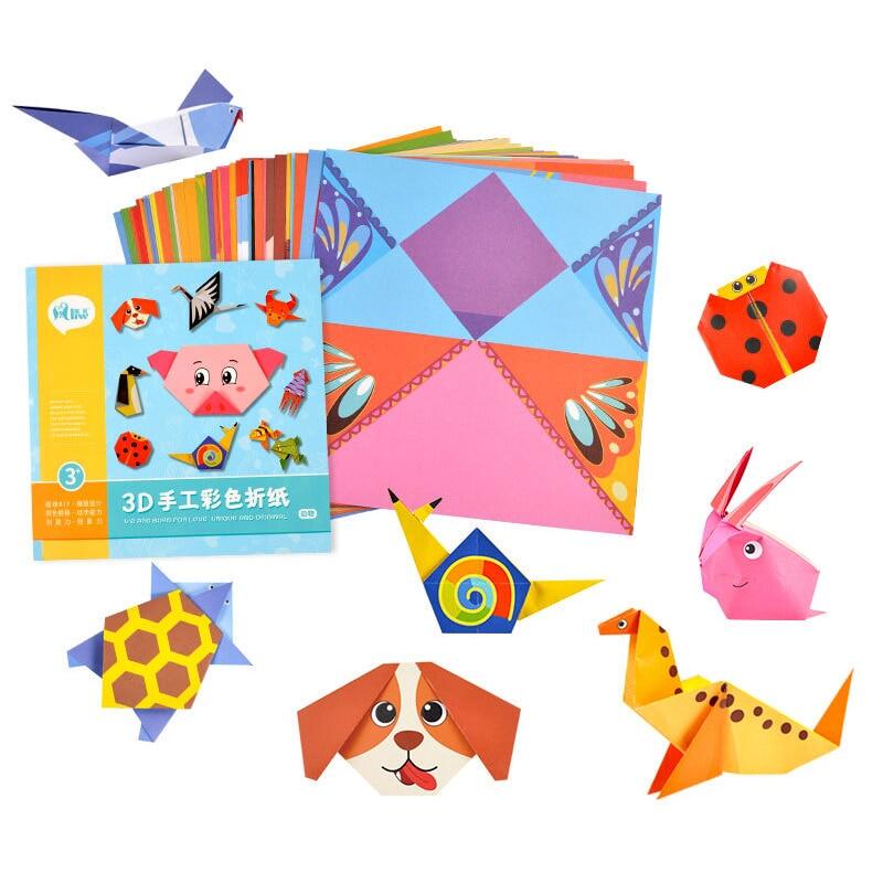 54Pages 3D Cartoon Animal Origami Kids Educational Toys DIY Paper Art Baby Early Learning Toys Gifts