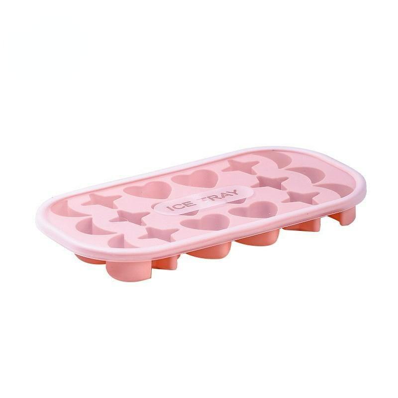 Moon Heart Ice Cube Maker Silicone Ice Mold With Lid DIY 3D Stars Ice Tray Juice Drink Whiskey Cocktails Kitchen Mold