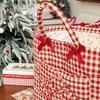 Cotton Quilted Storage Basket Bow Decor Desktop Organizer  For Desktop Cosmetic Storage