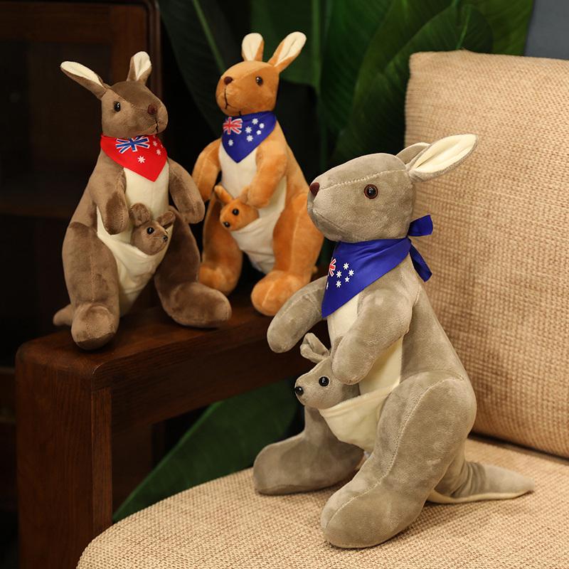 Lovely Mother Child Kangaroo Plush Toys Plushie Pillow Big Size Stuffed Dolls For Baby Room Decor Birthday Christmas Gifts