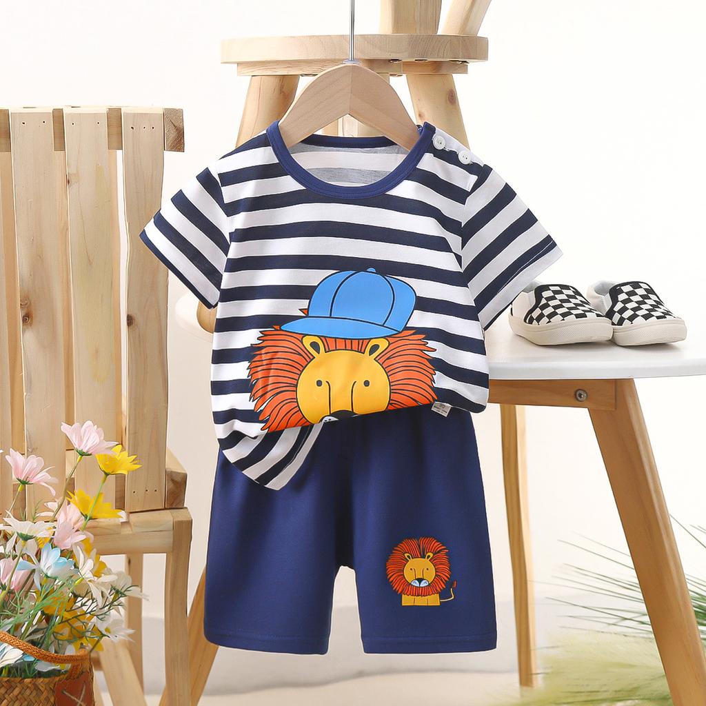 Children's Casual Short-sleeved Summer Cotton T-shirt Set for Boys and Girls