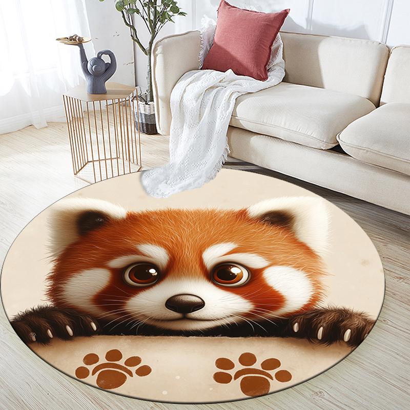 Круглый ковер с узором Красная панда, Ковер для гостиной, спальни, дивана, игровой комнаты, Нескользящий коврик для пола, Праздничные и Подарок на день рождения