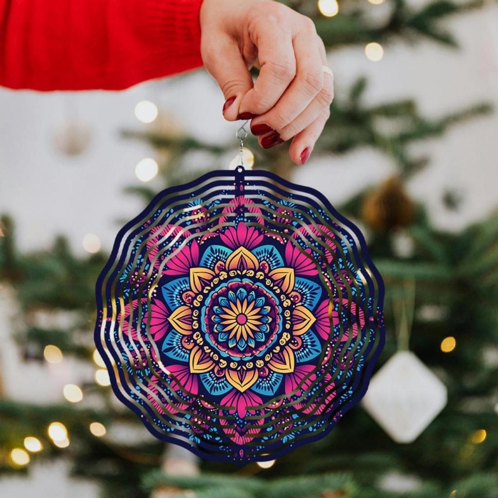 1 шт. 2D Мандала Ветряной Спиннер, Металлическое Садовое Подвесное Украшение, Подвеска для Улицы, Музыка Ветра, Не Требуется Питание