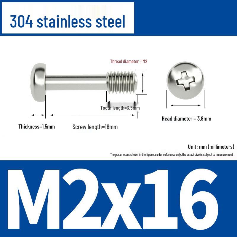 Yigu 304 Stainless Steel Phillips Round Head Captive Screws - M2/M3/M4 Half Thread Pan Head Machine Screws