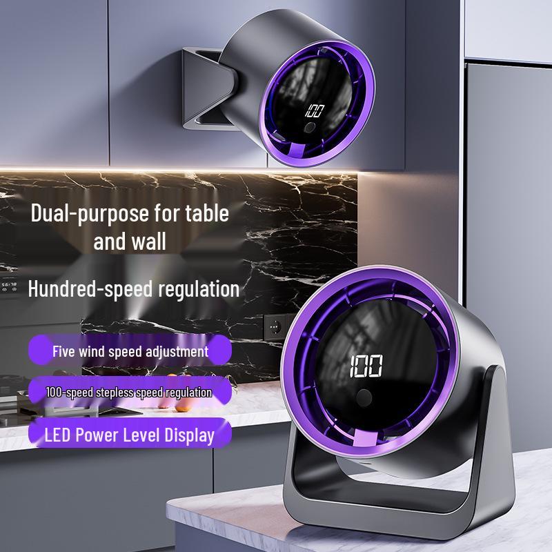 USB Rechargeable Quiet Wall-Mounted Fan with Timer - Small, 100-Speed for Desktop, Office, or Students