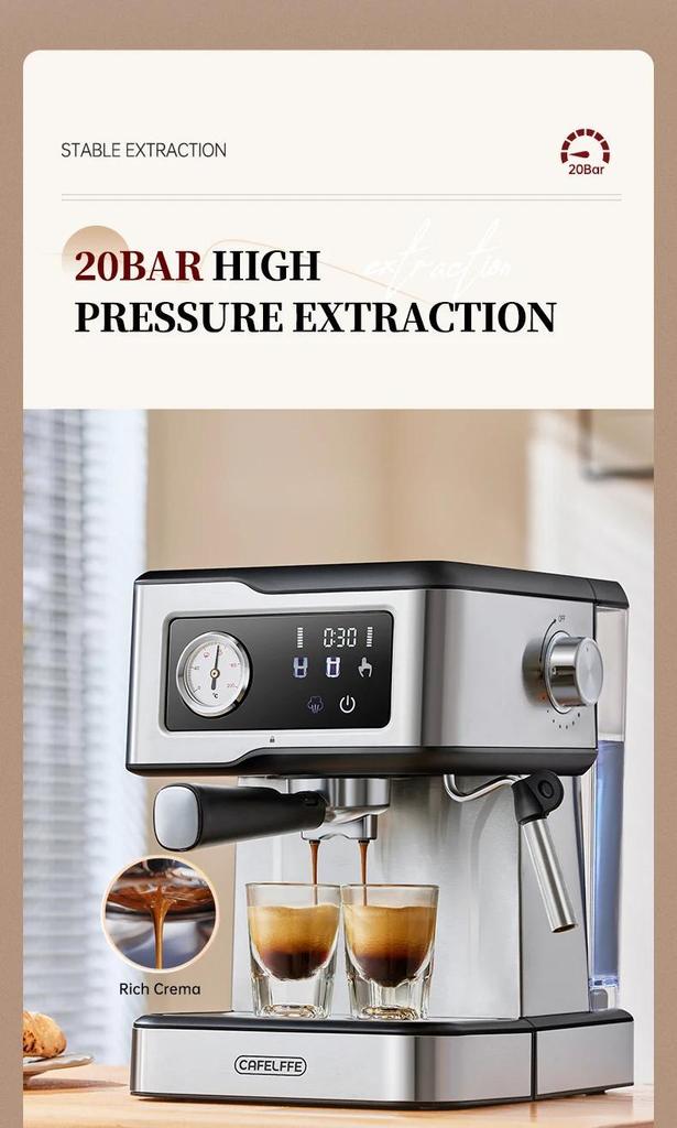 Cafelffe Espresso Machine MK-901 20Bar,Cappuccino Maker with Milk Frother Steam Wand,Coffee Maker,Semi-Automatic Cafetera present,Gift