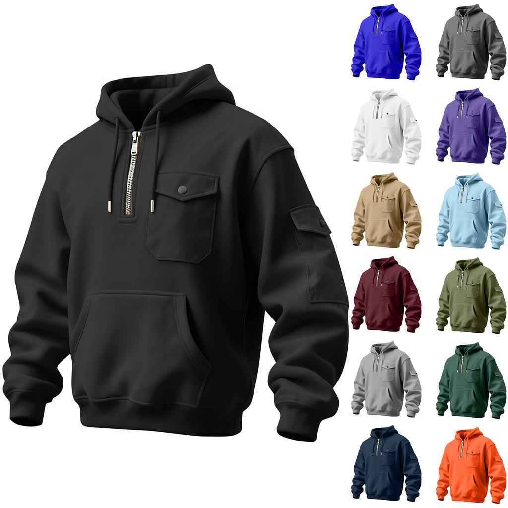 Men's Solid Color Sweatshirt Hoodie Men's Sports Large Size Casual Sweatshirt