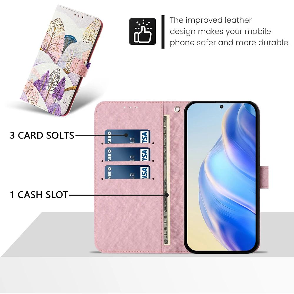 Цветной рисунок Кошелек Чехол для Samsung Galaxy A06 A14 A15 A16 A23 A24 A25 A26 A34 A35 A36 A54 A55 A56 Кожаная Книга Чехол для Телефона