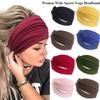 Nonslip Elastic Turban Running Headwrap Fold Yoga Hairband Wide Sports Headband Stretch Hair Band