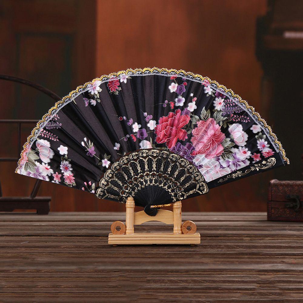 Свадебная вечеринка Кружево Шелк Складной узор Свадебный веер Реквизит для фото Инструмент Ручной Цветочный веер Веер для танцев