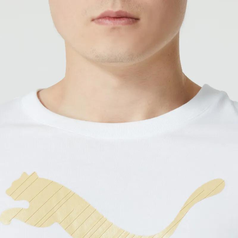 PUMA T Shirts Unisex White Crew Neck Moderate (Unisex) T-Shirts 625824 02