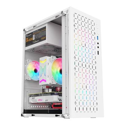 Корпус для игровой ПК формата Mid-Tower из легированной стали, белый, совместимый с материнскими платами M-ATXITXMicro-ATX, с воздушным охлаждениемвентилируемый и оснащенный акриловой