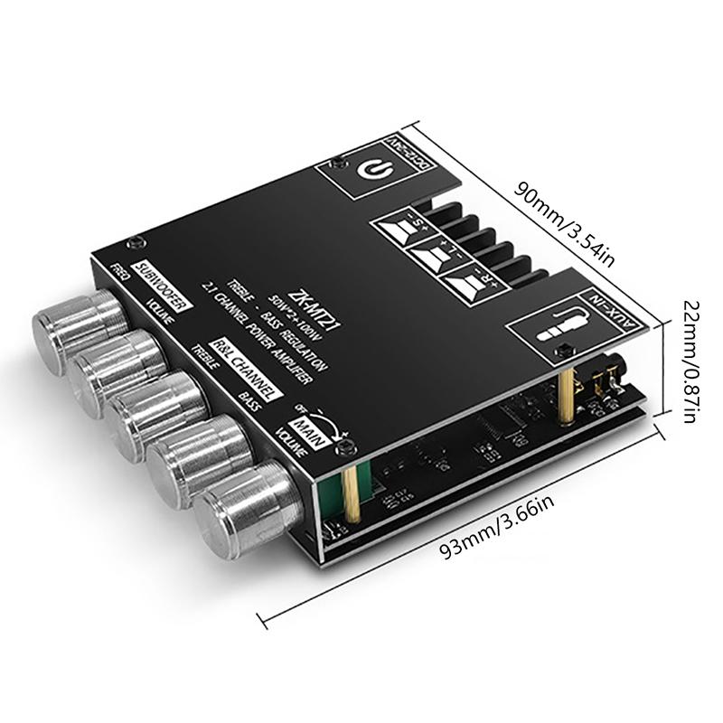 1 шт. Zk-Mt21 2X50 Вт + 100 Вт 2,1-канальный Bluetooth 5,0 сабвуфер цифровой басовый усилитель