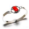 Italian Red Coral Gemstone 925 Silver Plated Handmade Jewelry Cuff Bangle