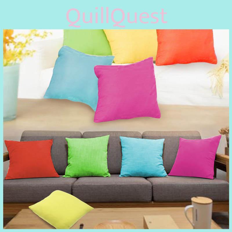 Cushion Color Solid Cover Pillow Case Cotton Blend 40x40 45x45 50x50 12 Color