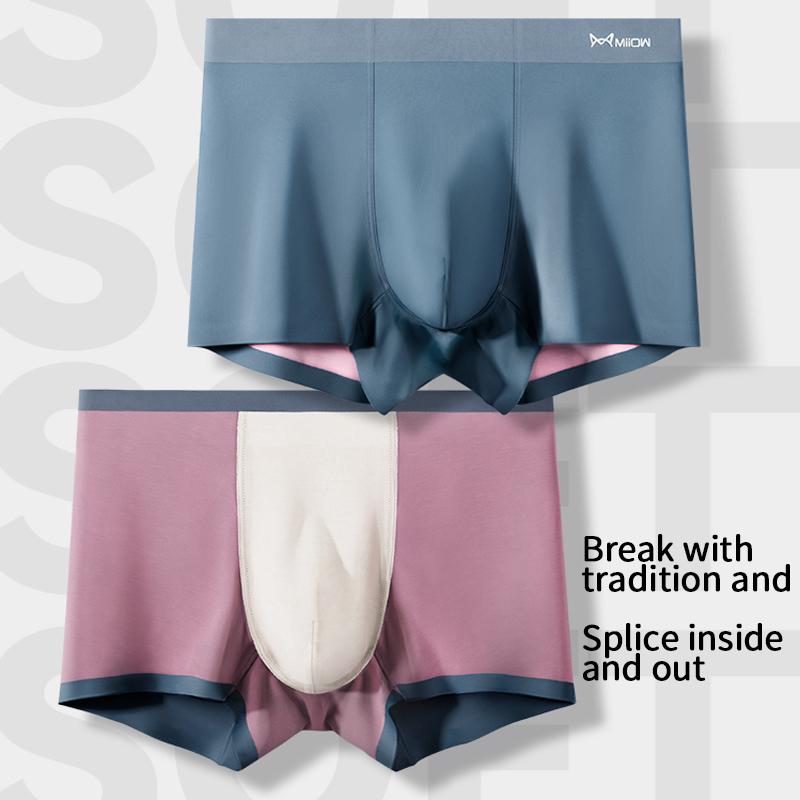 MiiOW 3 шт. 100 ветвей модальное мужское нижнее белье AAA антибактериальное мужское двухцветное нижнее белье летние бесшовные боксерские шорты L-3XL
