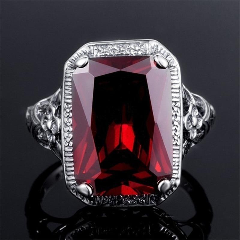 Women 'S Vintage 925 Sterling Silver Ruby Ring Engagement Wedding Gift Jewelry Ring Jewelry Wholesale Gemstone Ring