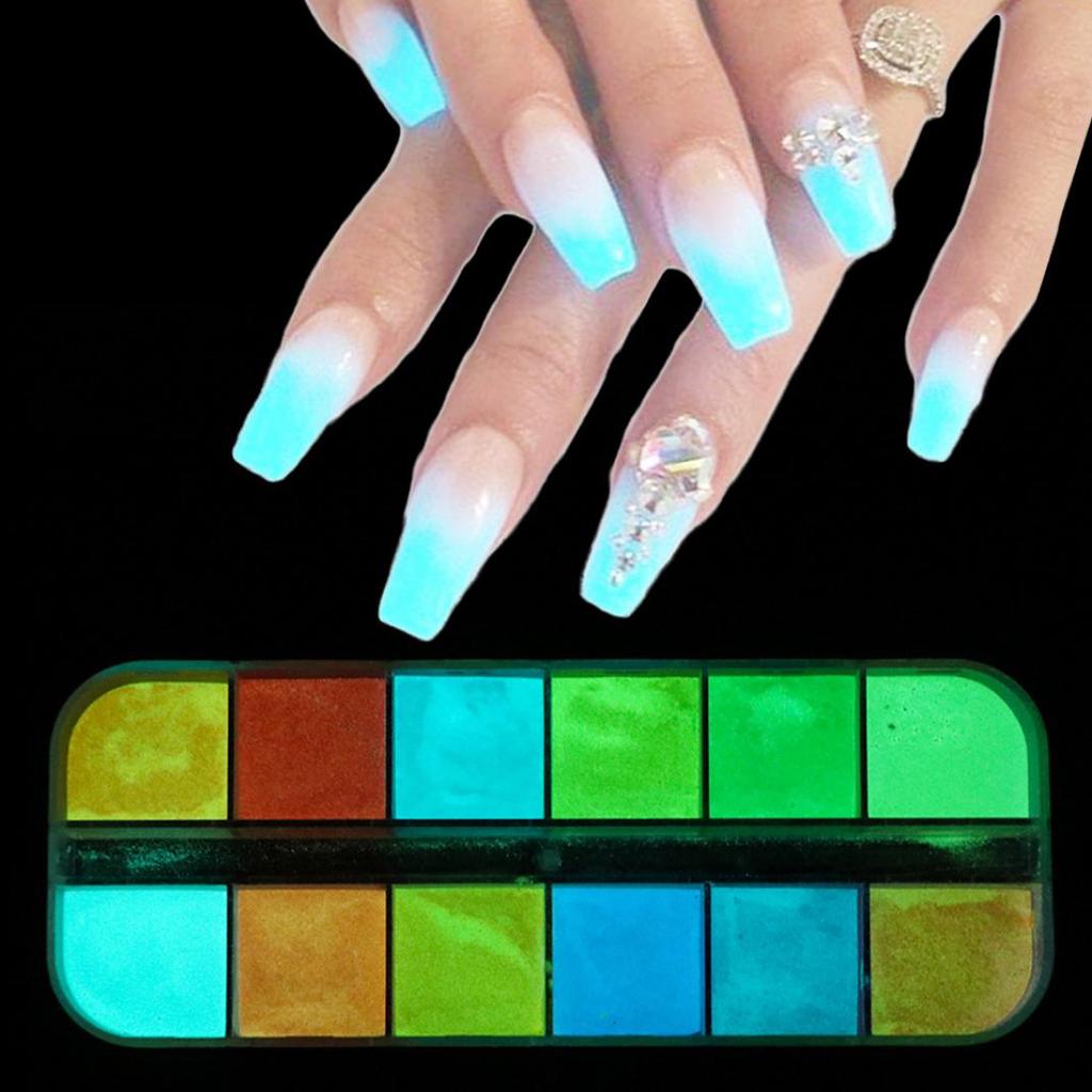 Glow In Dark Nail Glitter Powder DIY Manicure Tips Luminous Pigment Decoration