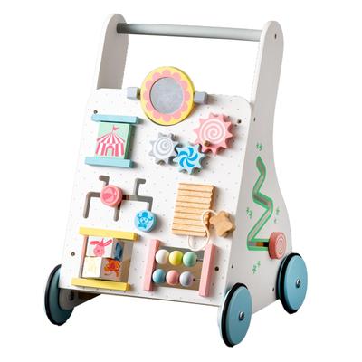 Edutē I'm Toy Baby First Walker, Тележка-толкалка, Деревянная игрушка-погремушка, Развивающая игрушка для малышей, Подарок на 1-й день рождения для мальчиков и девочек, Мягкие цвета