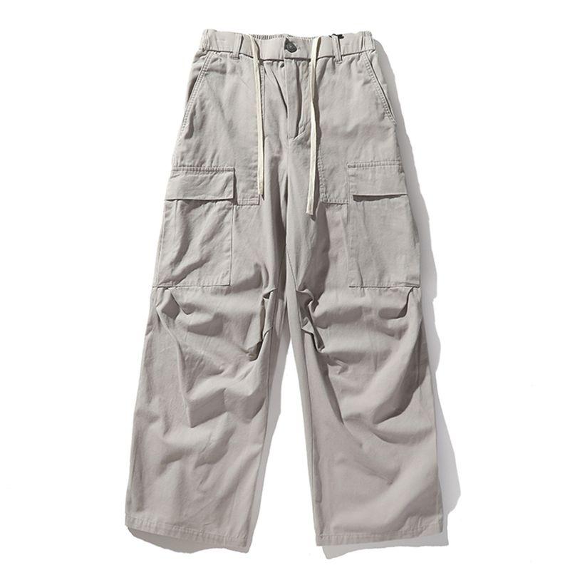 Original Foreign Trade Japanese-Style Large Pocket Jogger Cargo Pants for Men, Autumn Washed Cotton Casual Straight-Leg Long Pants