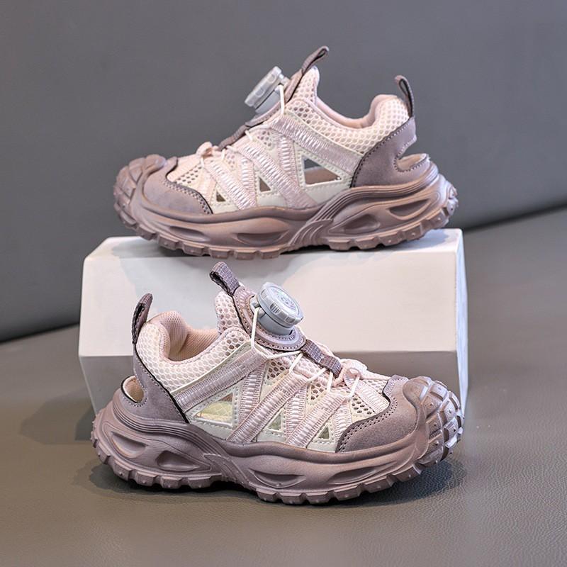 Kids Breathable Mesh Sneakers With Rotating Hook Lightweight Outdoor Running Shoes Boys Girls Ages 1-16