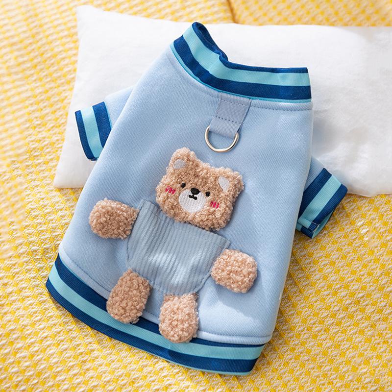 Осенне-зимний теплый и милый свитер с изображением безволосого кота в корейском стиле с карманом в виде трехмерного медведя для двух ног, одежда для собак и домашних животных