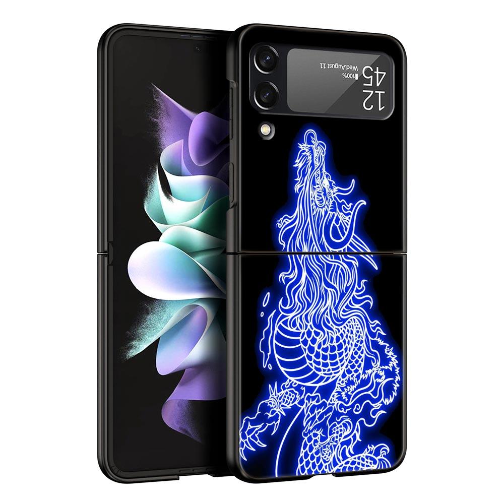 Чехол для телефона Samsung Galaxy Z Flip 3 4 5 складной мобильный чехол жесткий ПК Fundas черный защитный чехол тигровый неоновый леопард