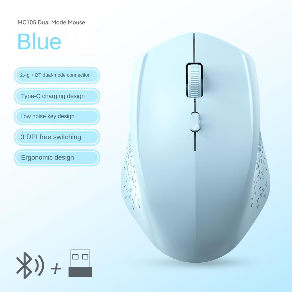 Dual-Mode Bluetooth 5.2 Mouse 2.4G Wireless Mouse Office Silent Mouse Rechargeable Gaming Mouse 1600DPI Mice For Laptop Computer